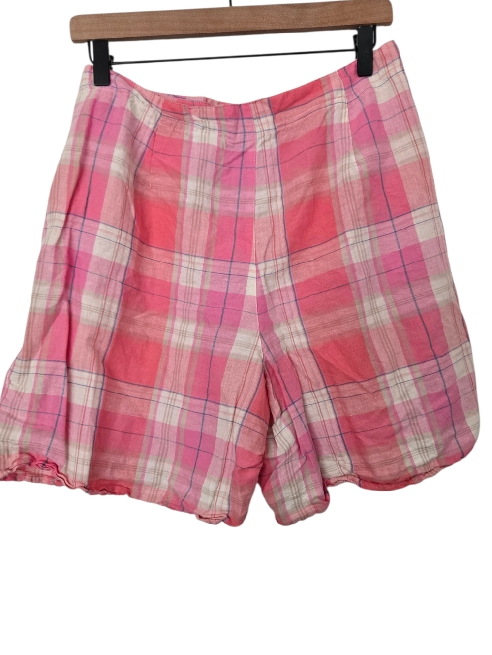 Villager Sport Linen Blend Plaid Skort Pink Preppy Golf Coastal Grandma Size 12 - Picture 4 of 5